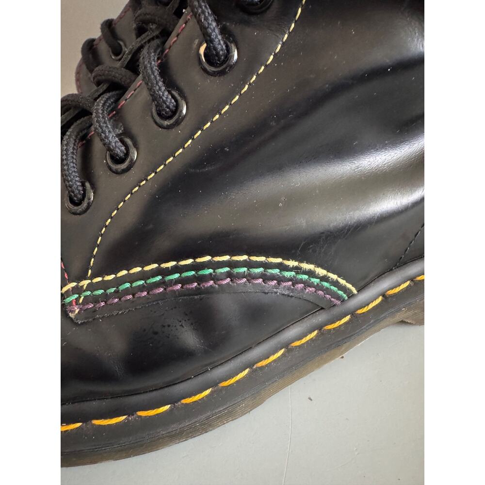 Dr. Martens 1460 Pride Rainbow Stitch Black Leather Combat Boots Women 8 Men 7 - Picture 4 of 14